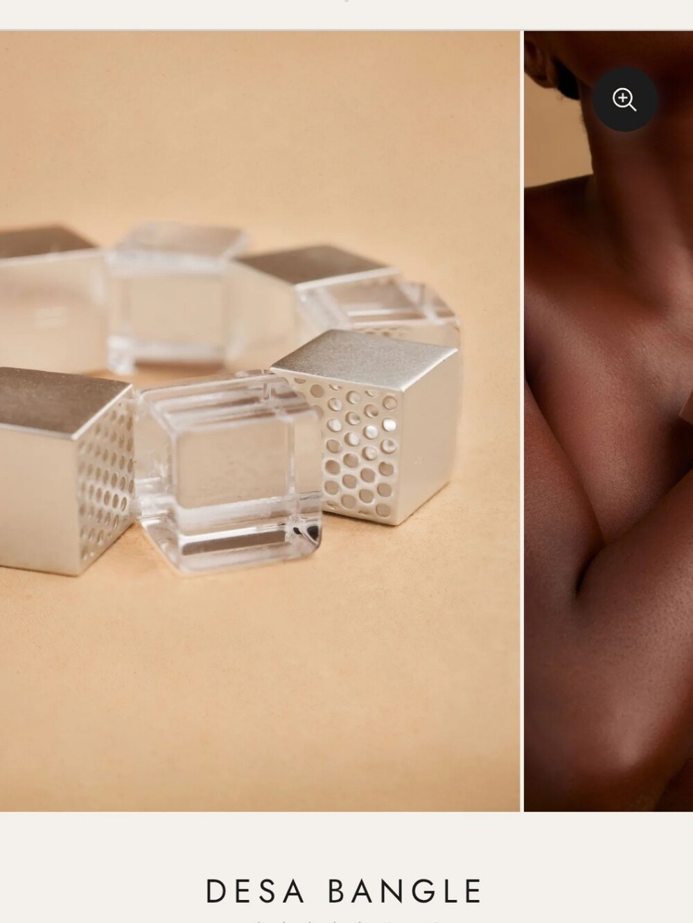 Desa Bangle in Clear and Silver- Slight Scuff From The Material
